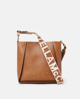  Borsa a tracolla quadrata con logo Stella Mccartney Pecan | Borse a tracolla da donna