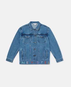  Giacca in denim con ricamo Stella Mccartney Moniker blu | Capispalla per bambini