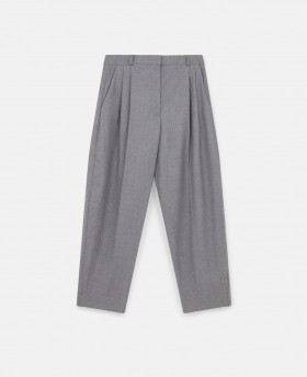  Pantaloni in lana a vita alta con pieghe Stella Mccartney grigio chiaro mélange | Sartoria da donna