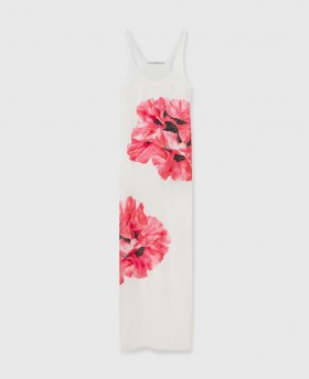  Stella Mccartney Poppy Print Maxi Dress Bianco e Rosa | Abiti da Donna