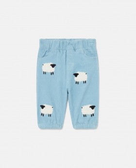 Pantaloni in denim con motivo a pecora di Stella Mccartney, blu e bianchi | Bambini e neonati