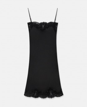  Stella Mccartney Abito midi in raso di pizzo senza maniche nero | Abiti da donna
