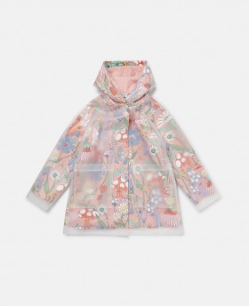 Impermeabile con cappuccio e stampa Woodland di Stella Mccartney, rosa | Capispalla per bambini