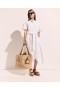 Stella Mccartney Short Sleeve Belted Midi Dress Pure White | Women Dresses