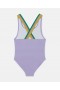 Stella Mccartney Star Graphic Fringe Swimsuit Purple | Kids Swimwear