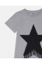 Stella Mccartney Star Graphic Fringed T-shirt Dress Gray | Kids Dresses & Jumpsuits