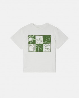 Stella Mccartney Brand Lettering Check T-shirt Cream | Kids T-Shirts And Sweatshirt
