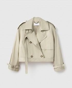 Stella Mccartney Cropped Belt Detail Trench Jacket Sand | Women Coats And Jackets