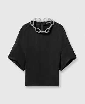 Stella Mccartney Crystal Chain Short-sleeve Top Black | Women Shirts And Tops