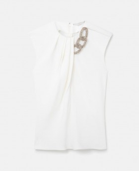 Stella Mccartney Falabella Crystal Chain Sleeveless Top White | Women Shirts And Tops