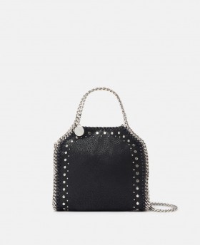 Stella Mccartney Falabella Studded Tiny Tote Bag Pitch Black | Women Stella Icons