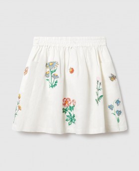 Stella Mccartney Flower Embroidered Skirt Cream | Kids Pants & Shorts