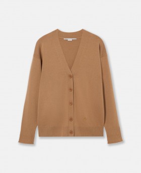 Stella Mccartney Round Neck Long Sleeved Cardigan Tan Beige | Women Knitwear