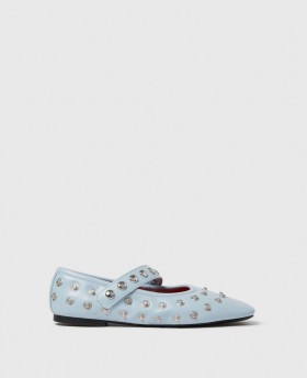 Stella Mccartney Ryder Popper-studded Ballet Flats Dusty Blue | Women Flats