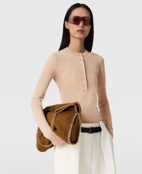 Stella Mccartney Sheer Long-sleeve Crewneck Top Nude | Women Knitwear