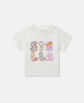 Stella Mccartney Stella Woodland Lettering Crewneck T-shirt White | Kids Baby Girls