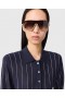  Stella McCartney Collared Pinstripe Langermet Topp Marineblå | Dame Strikkevarer