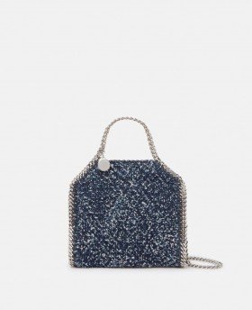  Stella McCartney Falabella Tiny Bouclé Tote Bag Spettet Blå | Minivesker Og Clutcher For Kvinner