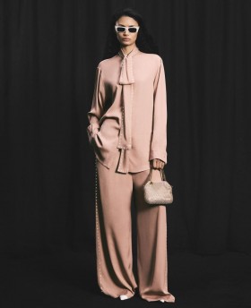  Stella McCartney Blyfri Krystall Sløyfeskjorte Dusty Rose Rosa | Dameskjorter Og Topper