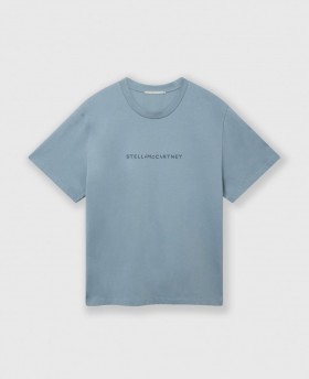 Stella McCartney Logo Oversized Bomull T-skjorte Mineralblå | Dame Gensere Og T-skjorter