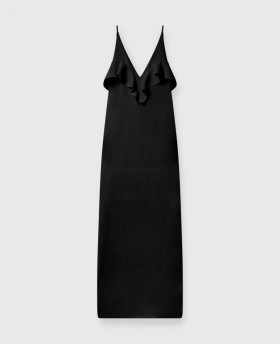  Stella McCartney Ruffle Tier V-halskjole Svart | Damekjoler