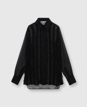  Stella McCartney Gjennomsiktig Ruffled Chiffon-skjorte Svart | Dameskjorter og topper