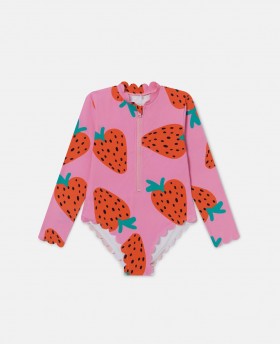  Stella McCartney Strawberry Print Langermet Badedrakt Rosa | Barnebadetøy