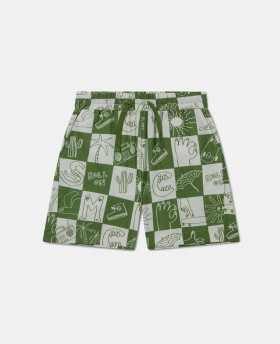  Spodenki Stella Mccartney Brand Lettering Check w kolorze zielonym | Spodnie i szorty dziecięce