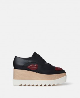  Stella Mccartney Elyse Lip Appliqué Platform Shoes Black | Koturny damskie