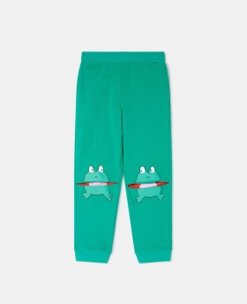 Spodnie dresowe Stella Mccartney Frog Graphic Elasticated Green | Spodnie i szorty dziecięce