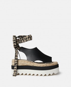  Espadryle damskie Stella Mccartney Gaia Peeptoe na platformie w kolorze czarnym |
