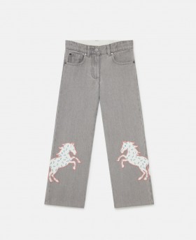  Jeansy i szorty dziecięce Stella Mccartney Horse Appliqué w kolorze szarym |