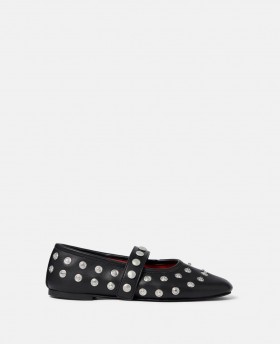  Baleriny Stella Mccartney Ryder z ćwiekami i logo Pitch Black | Damskie płaskie buty