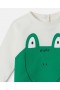  Tricou Stella McCartney cu mânecă lungă și grafică Frog, crem | Hanorace și tricouri pentru copii