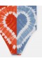  Costum de baie Stella McCartney cu imprimeu Heart Tie-dye și imprimeu grafic, roșu/albastru | Costume de baie pentru copii