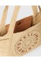  Stella McCartney Geantă tote medie cu logo din rafie, culoare naturală | Genți de umăr pentru femei