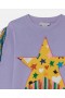  Hanorac Stella McCartney cu franjuri și grafică cu stele, violet | Tricouri și topuri pentru copii