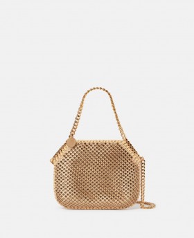  Stella McCartney Geantă Falabella cu plasă de cristal mini, culoare fawn | Genți mini și clutch-uri pentru femei