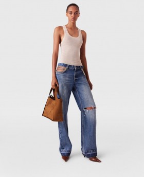  Blugi Stella McCartney Falabella Hips cu croială dreaptă, albaștri | Denim pentru femei