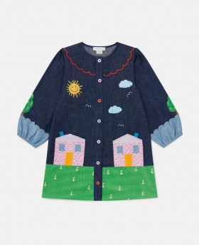 Rochie Stella McCartney cu mânecă lungă și imprimeu Farmyard Appliqué, multicoloră | Rochii și salopete pentru copii