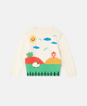  Pulover tricotat Stella McCartney cu grafică Farmyard, multicolor, pentru copii și fete |