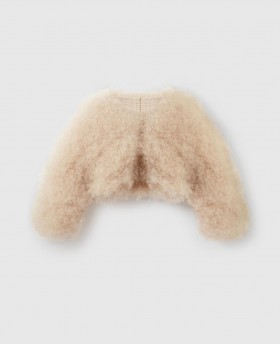  Cardigan Stella McCartney Fluffy Peekaboo cu mânecă lungă, nud | Tricotaje pentru femei