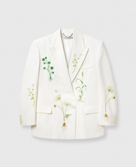  Stella McCartney Sacou supradimensionat cu imprimeu floral și nasturi dubli, crem | Paltoane și jachete pentru femei