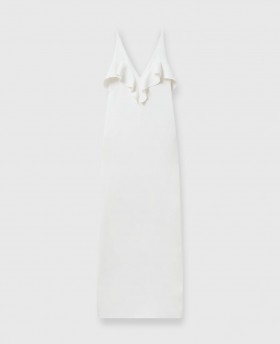  Rochie Stella McCartney cu decolteu în V și volane, albă | Rochii de damă