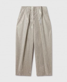  Stella McCartney Pantaloni largi cu panouri și strasuri, argintii | Pantaloni și pantaloni scurți pentru femei