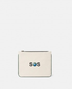  Stella McCartney Portcard Sos Brodat cu Fermoar, Bej Dune | Portcarduri pentru Femei