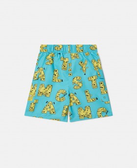  Pantaloni scurți de baie Stella McCartney cu grafică Spongebob, albaștri/galbeni | Pantaloni și pantaloni scurți pentru copii