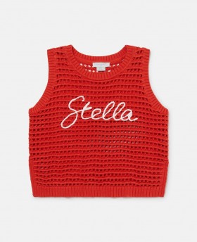 Stella McCartney Bluză fără mâneci Stella, brodată și croșetată | Tricouri și topuri pentru copii