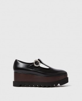  Dámske sandále Stella McCartney Elyse s T-bar platformou Mary Janes čierne |