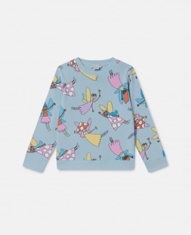  Stella McCartney Fairies Potlač Crewneck Mikina Modrá | Detské tričká a topy